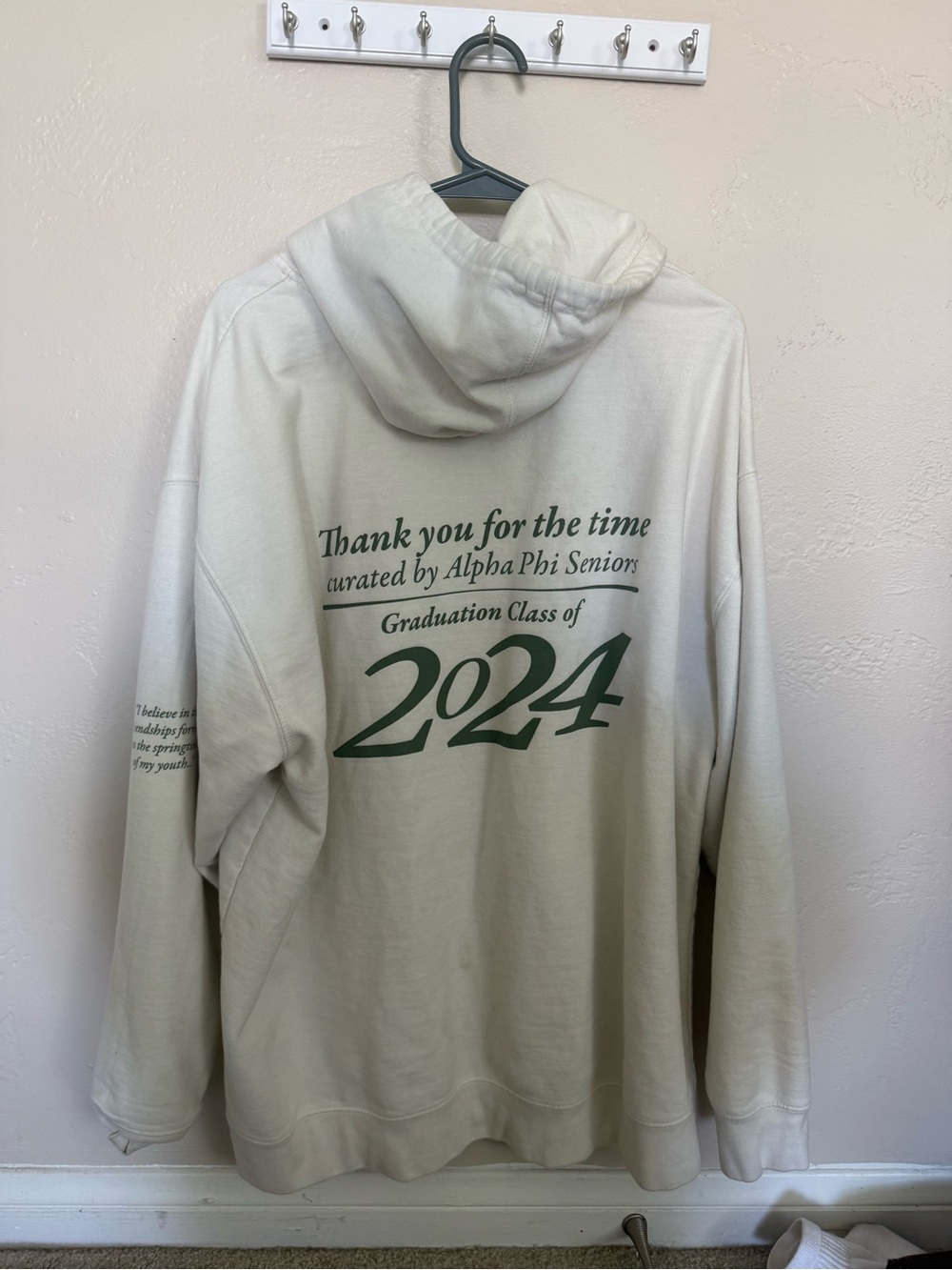 Vintage Alpha Phi Ivory Hoodie with Green Print